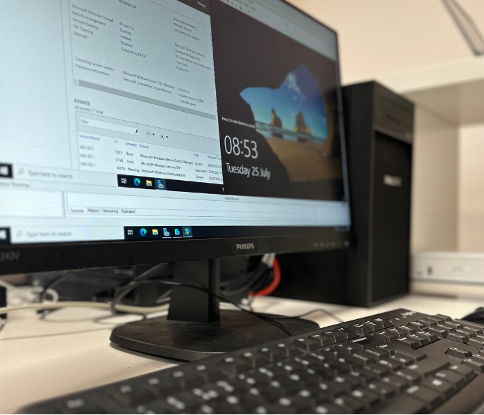  A close-up view of a desk setup
